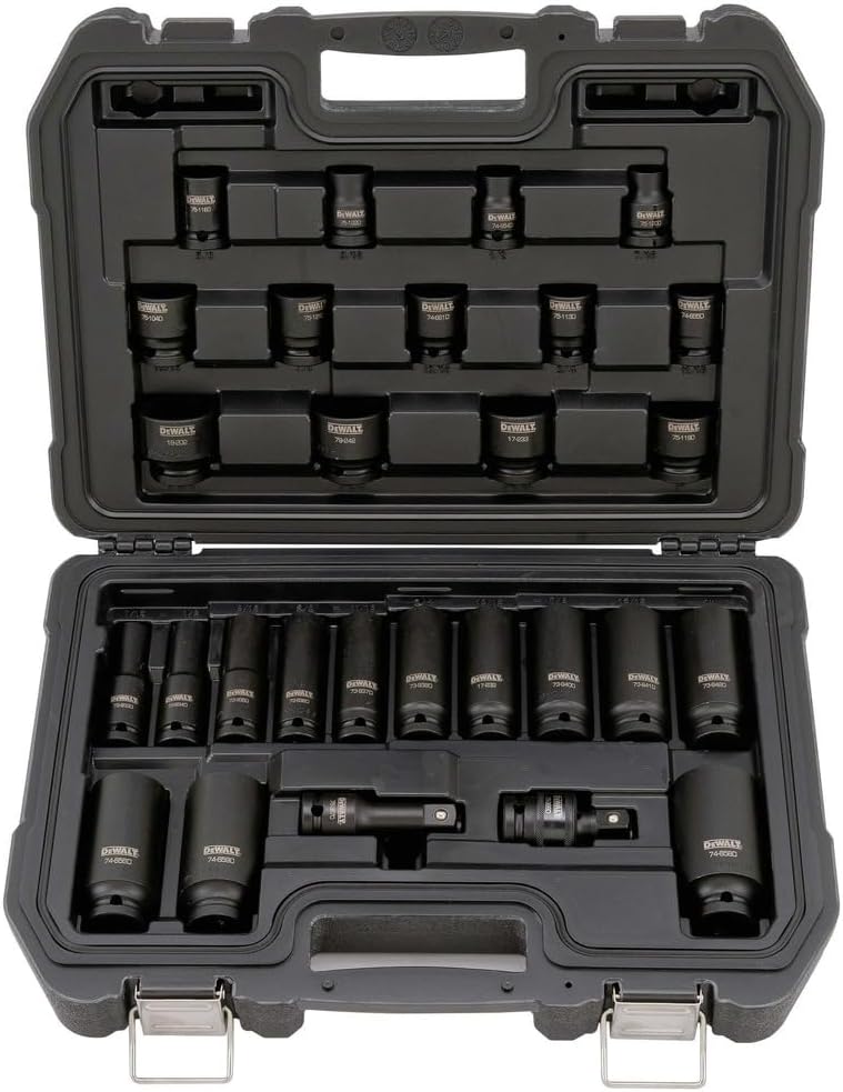 DEWALT Impact Socket Set, SAE, Combination Set, 1/2-Inch Drive, 28-Piece (DWMT19244)