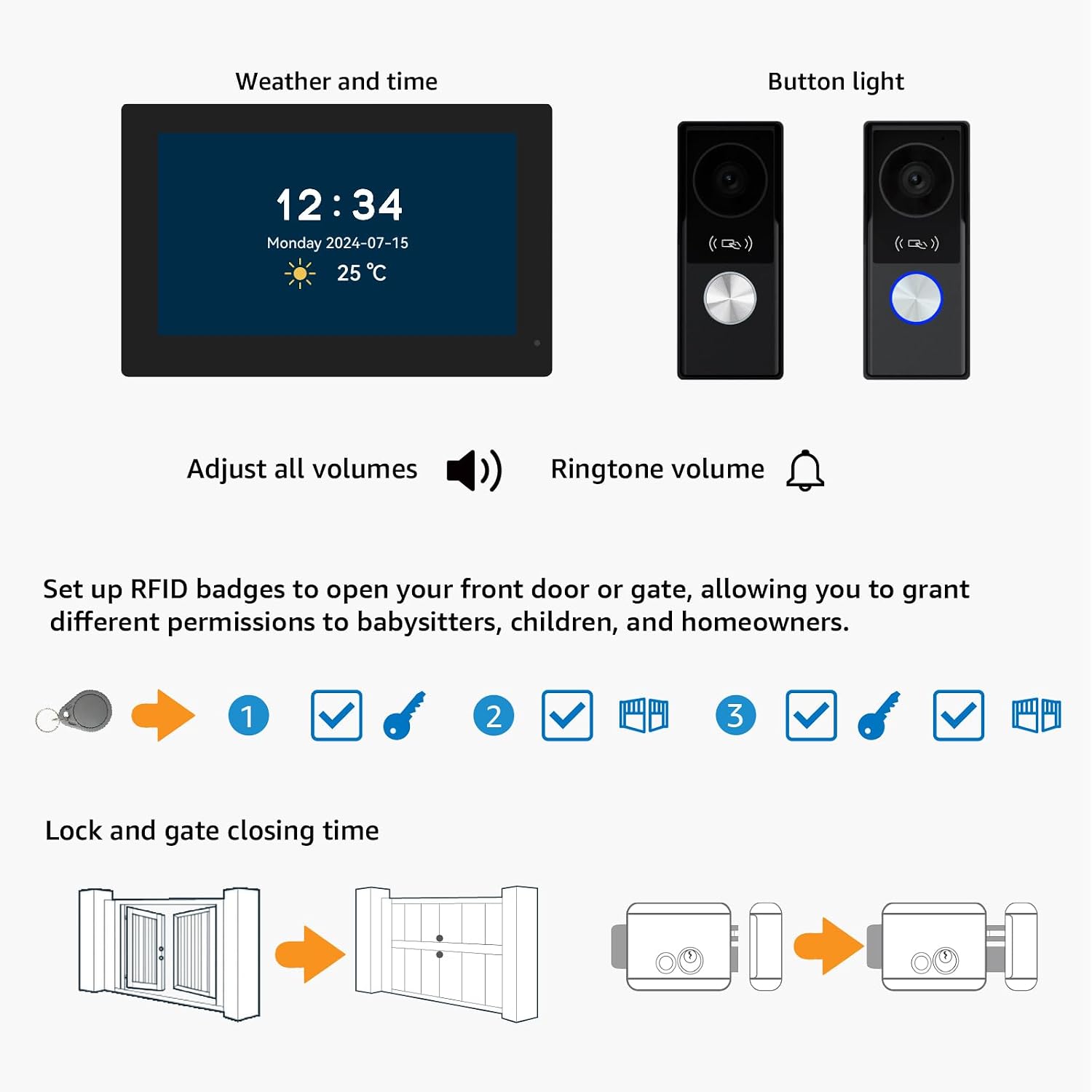 Smart Video doorbell intercom System videophone for Home with 10.1 inch Big Touch Screen, 1080p Night Vision doorbell Camera with Monitor, Tuya APP, Talk, Video Recording, Unlock, Playback