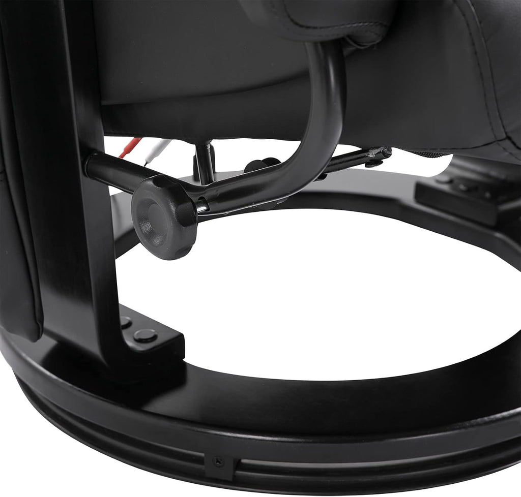 HOMCOM Massage Recliner Chair with Ottoman, 360° Swivel Recliner and Footstool, 10 Point Vibration, PU Leather Reclining Chair with Side Pocket and Remote Control, Black