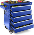 Rolling Tool Chest with Wheels, 5 Drawers Tool Storage Cabinet, Portable Metal Tool Box Organizer with Lock, Tool Cart on Wheels Toolbox Workbench for Garage, Workshop, Warehouse(Required Assembly)