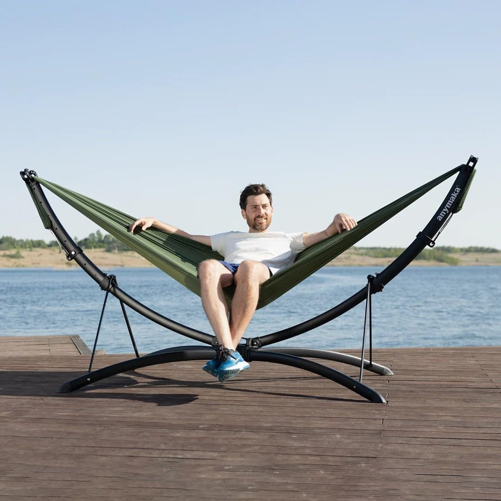 anymaka Set Up in 3 Seconds Adjustable Portable Aluminum Alloy Hammock Stand for Outside with Chair Mode & Lounge Mode up to 105''