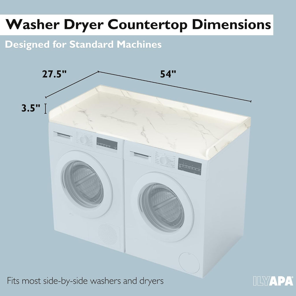 Ilyapa Washer Dryer Countertop - 27.5 x 54 inch Laundry Countertop, Washer and Dryer Covers for the Top, Laundry Room Organization and Storage