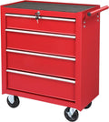 Vasitelan Tool Chest, 4 Drawers Rolling Tool Chest with Wheels, Portable Rolling Tool Box on Wheels, Tool Chest Organizer for Garage, Workshop, Home Crafts Use (Red)