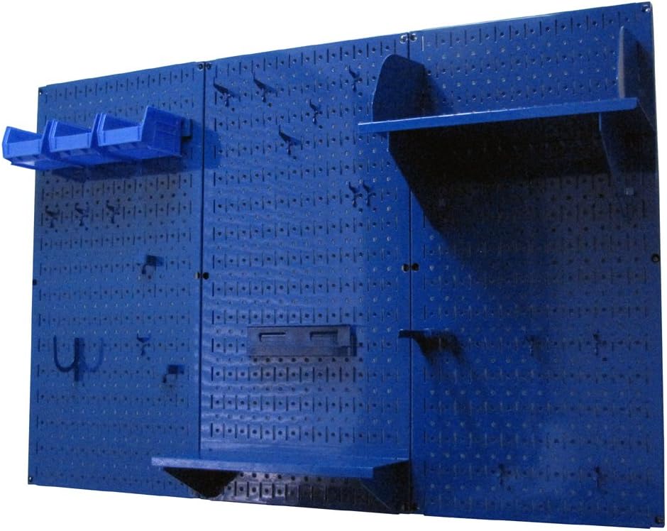 Wall Control Pegboard Organizer 4 ft. Wide Metal Pegboard Standard Tool Storage Kit with Blue Toolboard and Blue Accessories