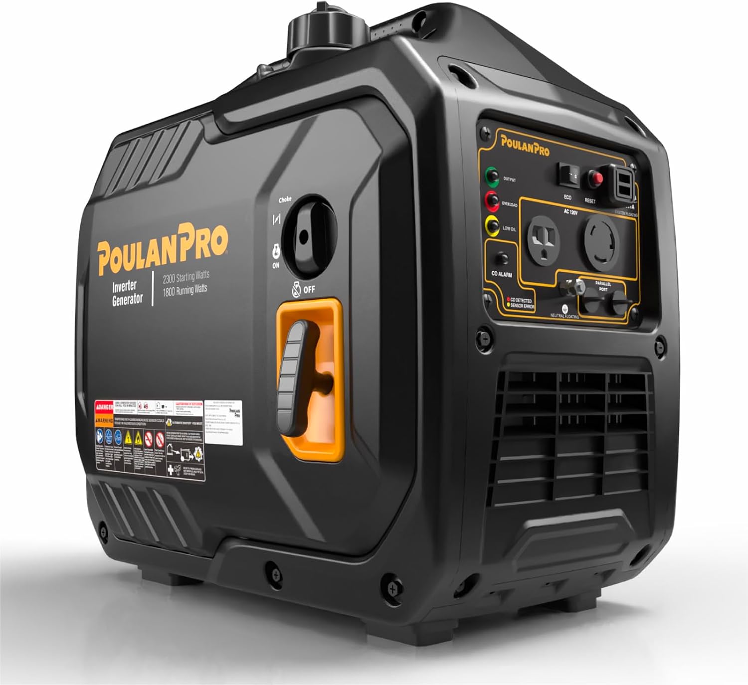 Poulan Pro 2300W Portable Inverter Generator, Quiet Gas Powered Generator for Home Backup, Camping & RV, with USB Ports, ECO Mode, Parallel Ready, CO Sensor, EPA Compliant