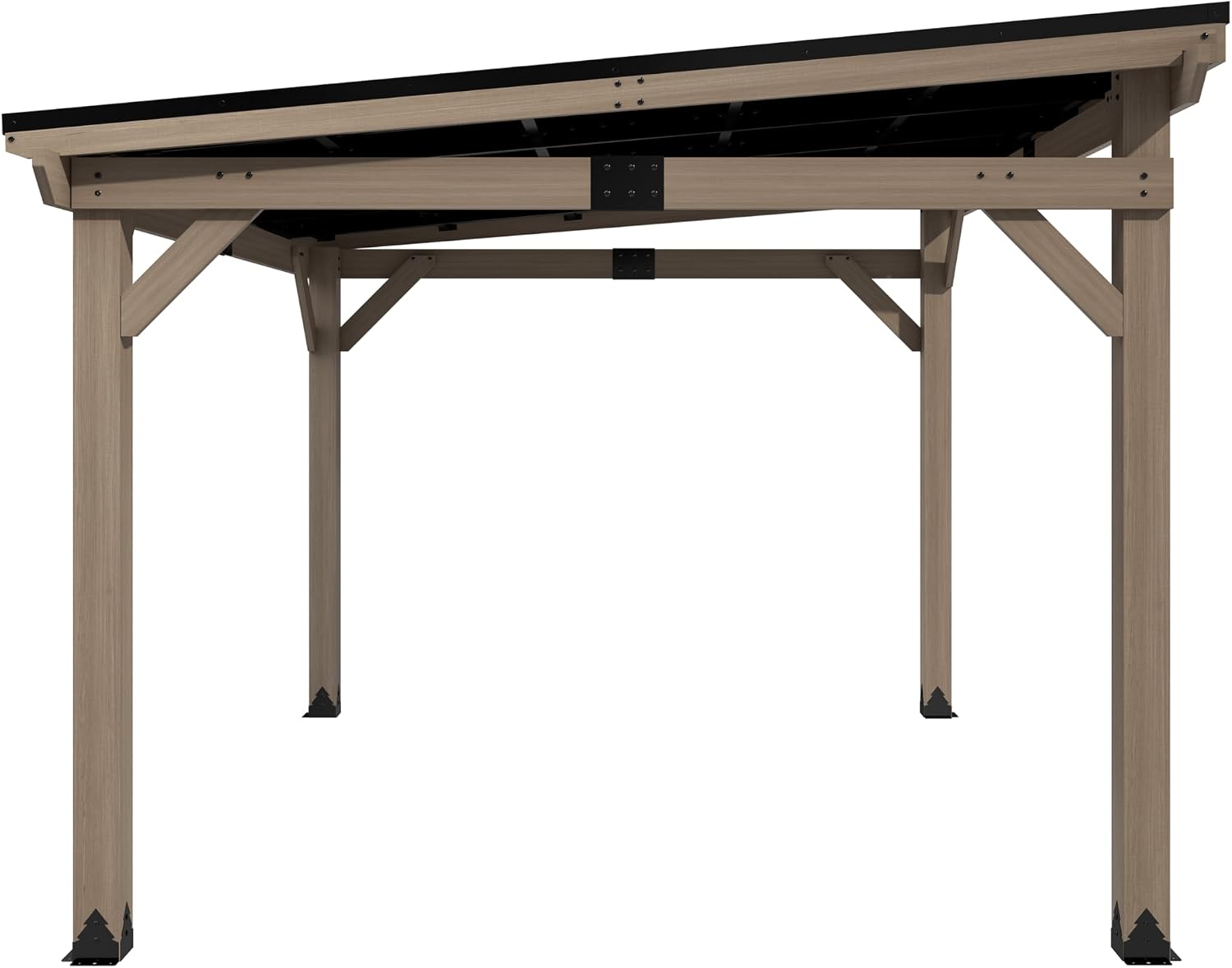 10x12FT Wall Mounted Gazebo Ceder Wood Lean to Gazebo with Sloping Roof Outdoor Hardtop Pergola Awnings with Galvanized Steel Roof for Patio, Deck, Backyard
