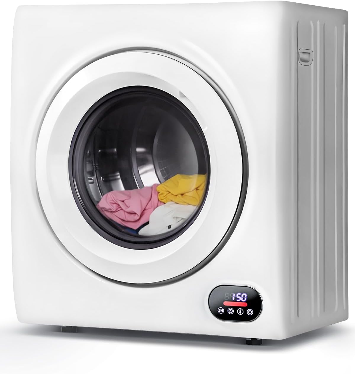 Feelfunn 2.65 Cu.Ft Portable Clothes Dryer - 1400W Clothes Dryer with Stainless Steel Tub, Front Load Tumble, LCD Touch Panel - Compact Drying Unit for Laundry, Apartments, Dorms