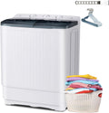 Portable Mini Twin Tub 32Lbs Washing Machine with Drying Rack & 10 Hangers, Washer(20Lbs) and Spinner(12Lbs) Combo with Timer Knob, Compact Semi-automatic Laundry Washer for Home Dorm Apartment, Black