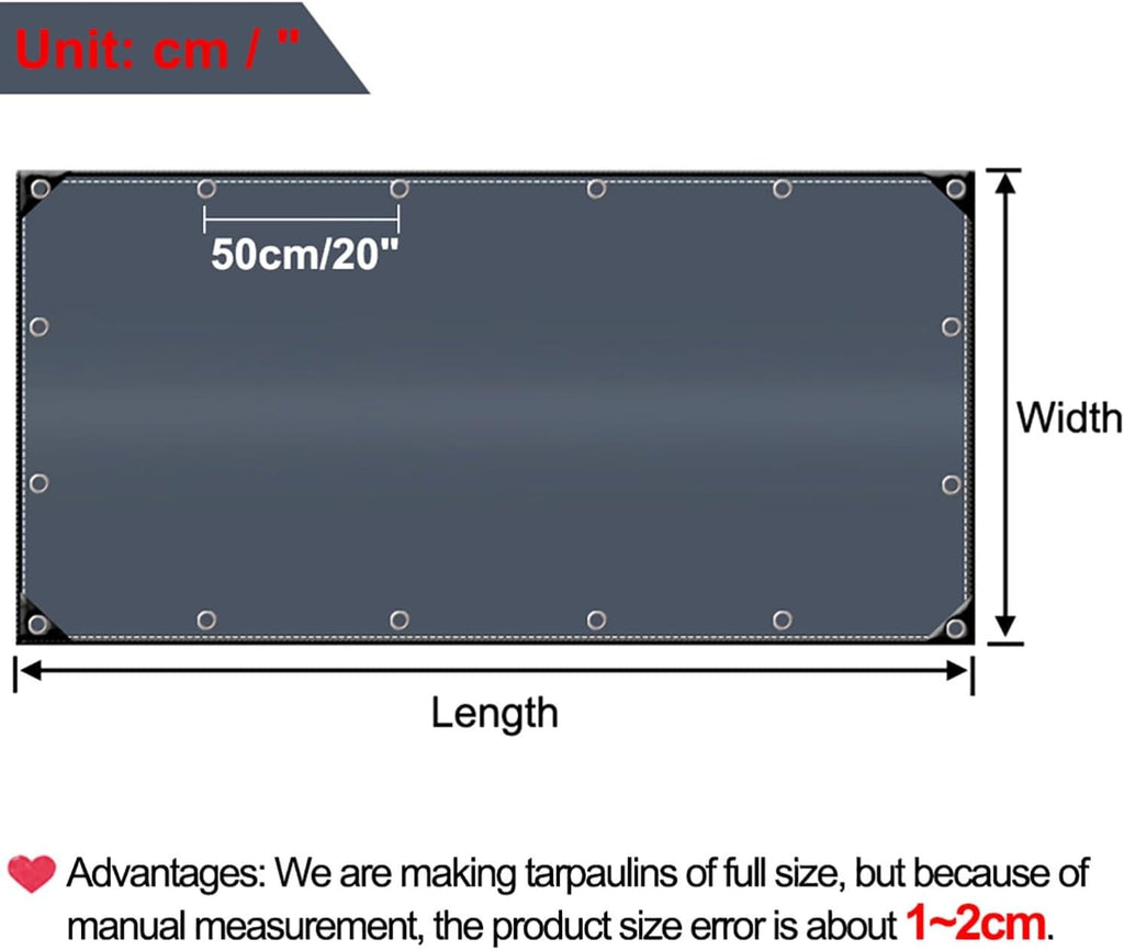 Transparent Tarpaulin 0.32mm, Clear Tarpaulin with Eyelets Waterproof Heavy Duty Reinforced Clear Plastic Tarp Sheet Pergola Covers, 450g/m² PVC Clear Tarps Windproof for Garden Gazebo(8x16ft)