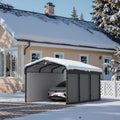 Carports Canopy Heavy Duty, Metal Roof Portable Garage with Sidewalls (10x15, Grey)