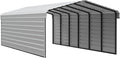 Arrow Carports Galvanized Steel Carport, with 2-Sided Enclosure, Compact Car Metal Carport Kit, 12' x 29' x 7', Eggshell