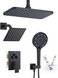KOJOX Matte Black Dual Shower Head System – 11' Ceiling Rainfall + 6' Wall Mount Heads, 6-Mode Handheld Spray, Push-Button Diverter Faucet Set