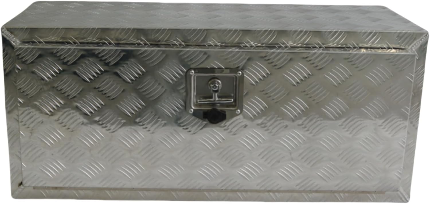 Aluminum Underbody Truck Bed Box 36'×14'×16' Heavy Duty Diamond Plate Toolbox Pickup Storage Boxes with T-Handle Latch and Keys for Storage and Organization Silver