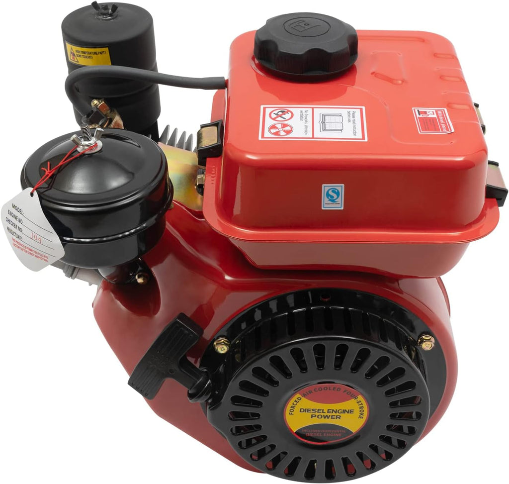 Diesel Engine, 196Cc 4-Stroke Single-Cylinder Diesel Engine, 3HP Engine with Air-Cooled Recoil Starter Systemdiesel Engine for Go-Karts, Lawnmowers, Generators, Log Cutters