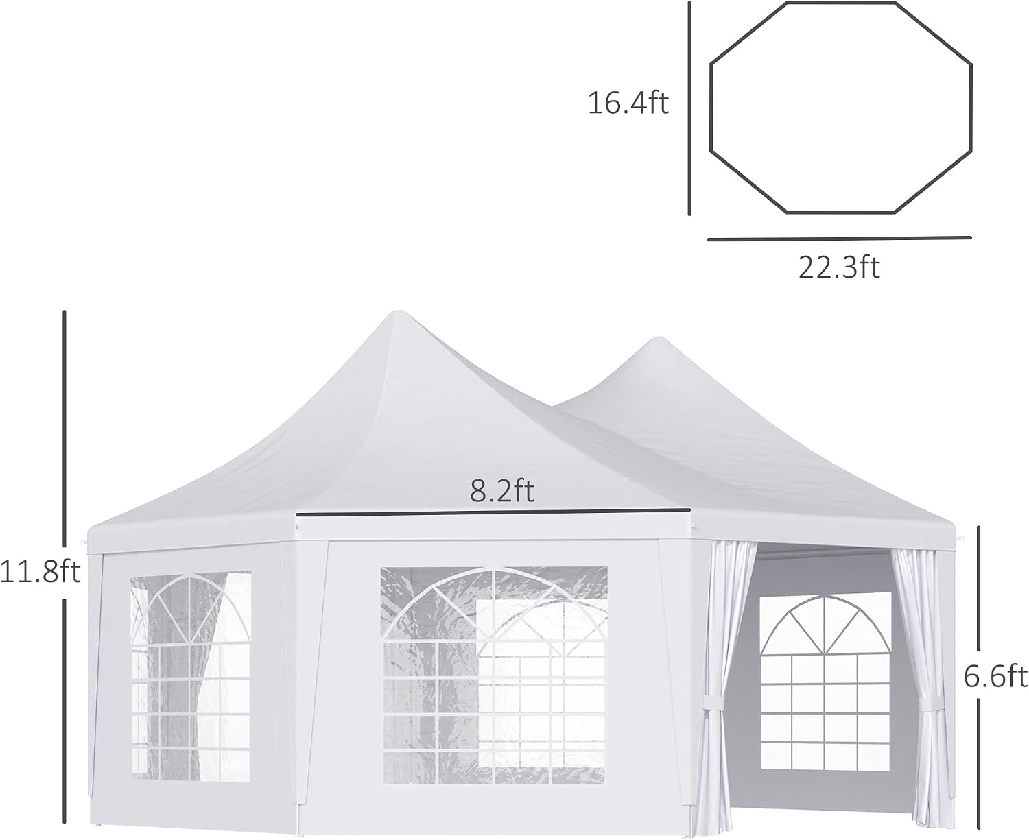 Outsunny 22 x 16 ft Party Tent With Sidewalls, Heavy Duty Event Gazebo With 2 Doors and 6 Windows for Weddings and Outdoor Parties, White