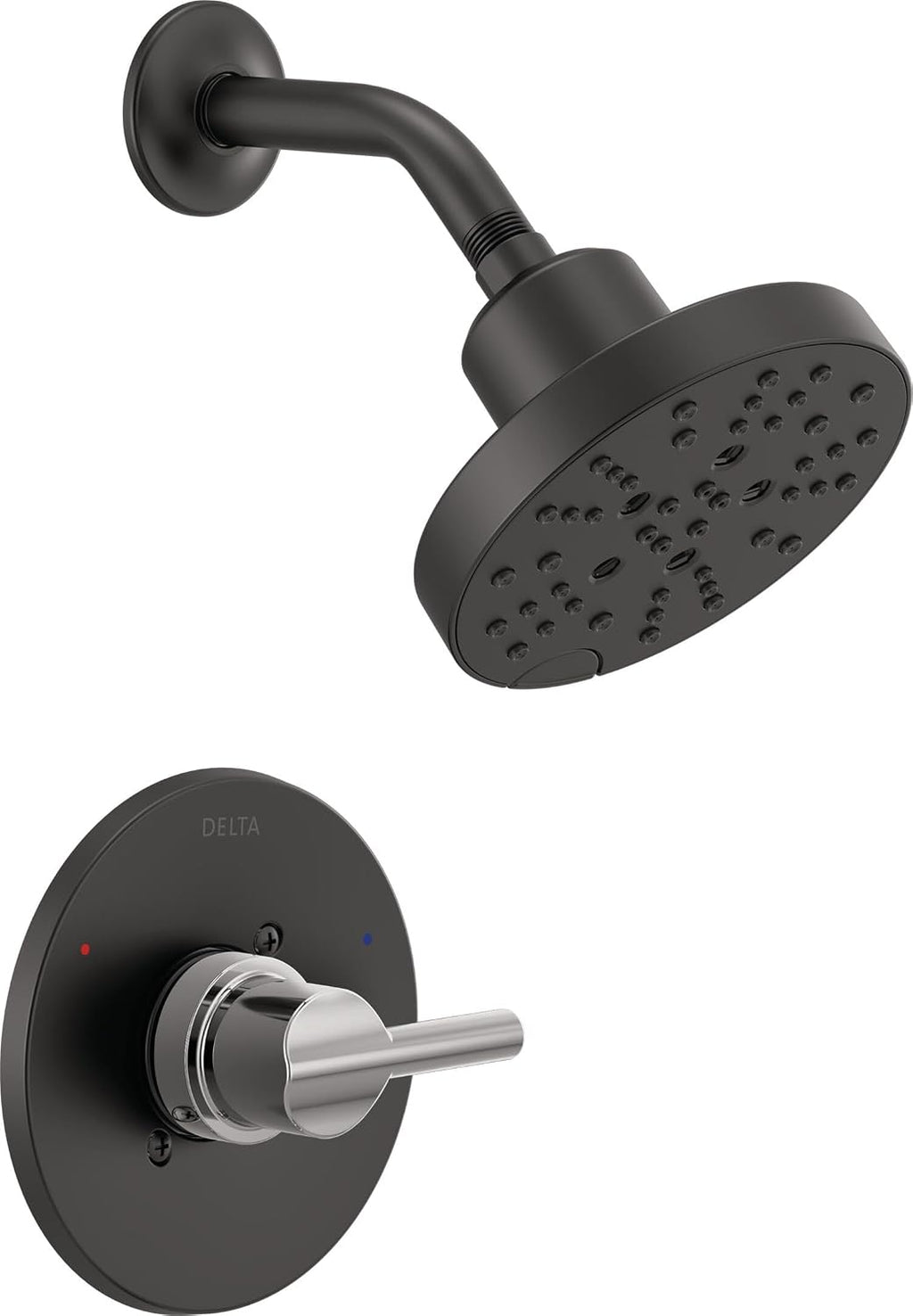 Delta Nicoli 14 Series H2Okinetic Shower Faucet Set, Matte Black/Chrome Shower Head and Handle Set, Valve Trim Kit, Matte Black/Chrome 142749-CS (Shower Valve Included)