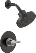 Delta Nicoli 14 Series H2Okinetic Shower Faucet Set, Matte Black/Chrome Shower Head and Handle Set, Valve Trim Kit, Matte Black/Chrome 142749-CS (Shower Valve Included)