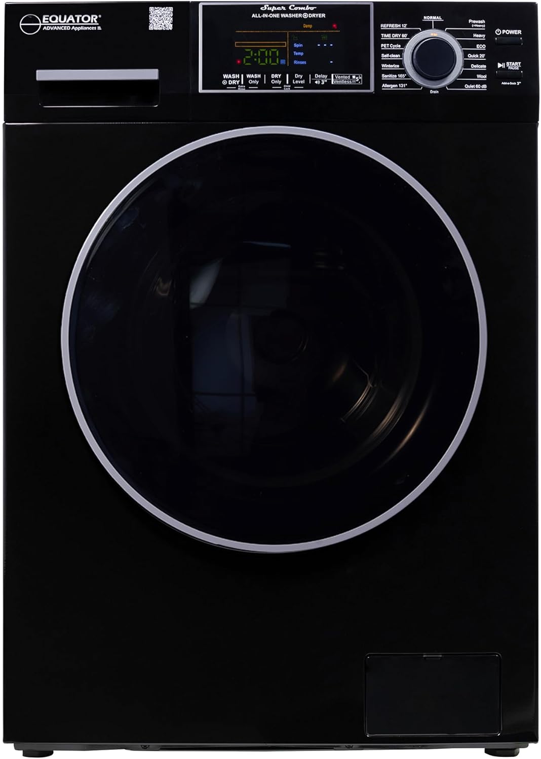 Equator All-in-One Washer Dryer VENTLESS/VENTED PET cycle 1.62cf/15lbs 110V
