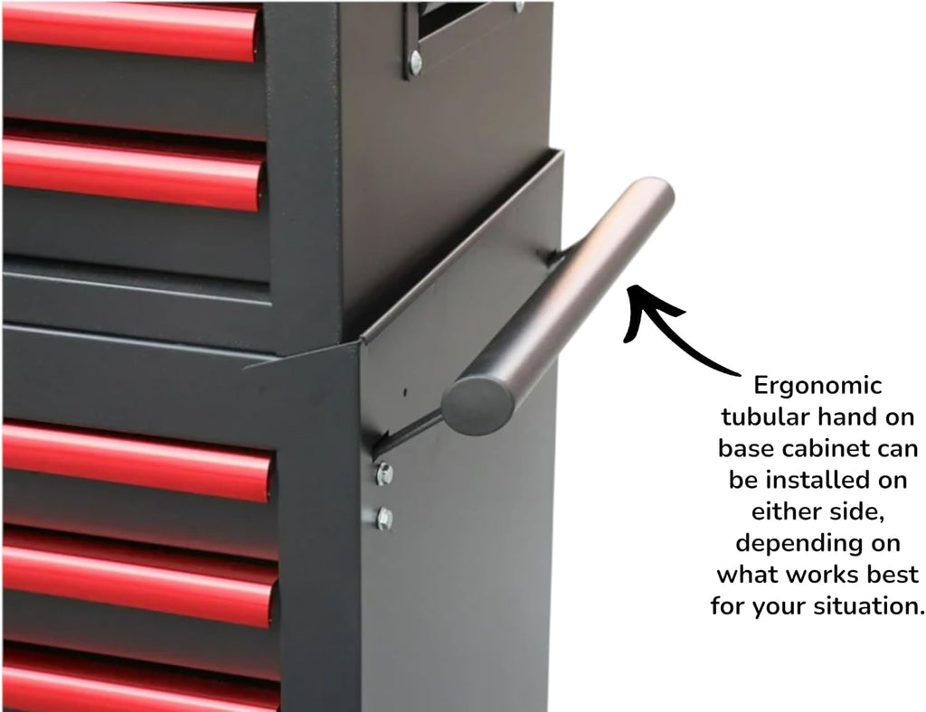 Industrial Grade 8-Drawer Tool Chest and Cabinet Combo, Rolling Casters, Black with Red Accents, 18' D x 36' W x 68' H.Perfect Addition to Any Work Area or Garage.