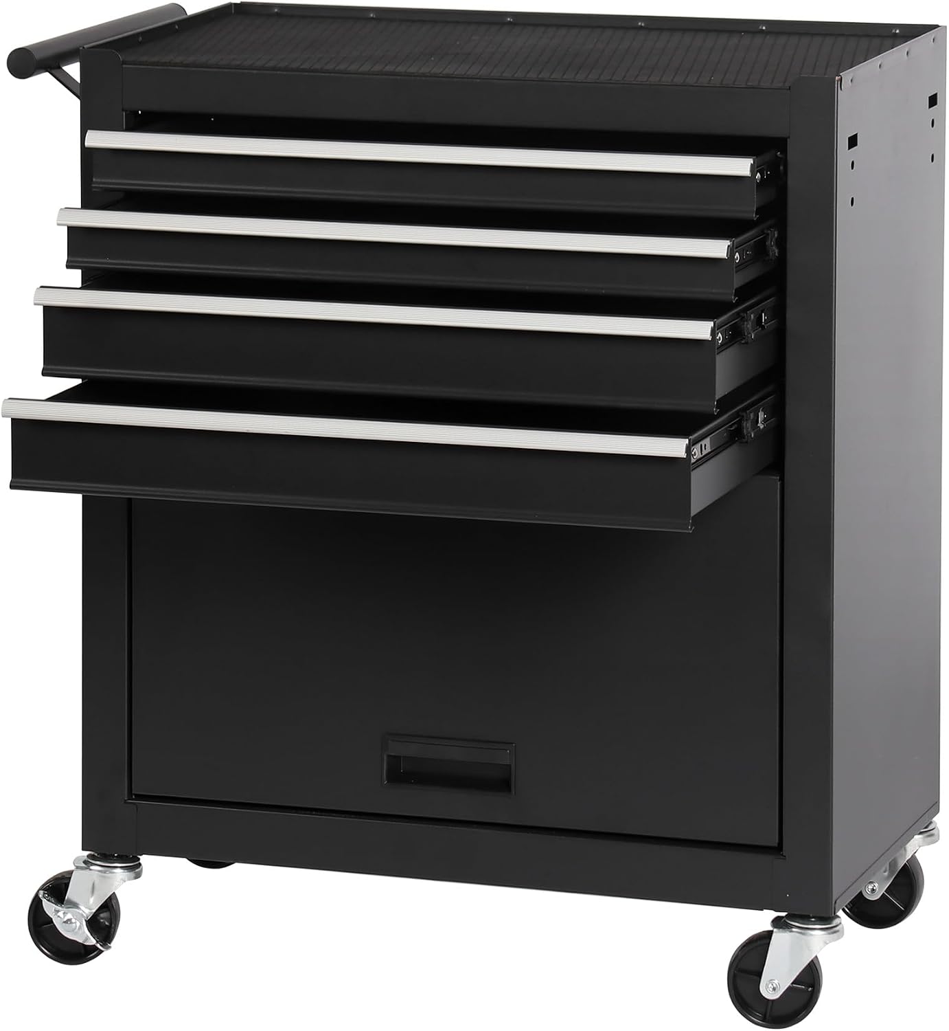 4-Drawer Rolling Tool Box with wheels, Large Capacity Tool Chest with Locking System, Heavy Duty Metal Tool Cart for Garage, Workshop, Repair Shop (Black, 4-Drawer)