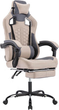 Gaming Chair with Massage and Footrest, Ergonomic High Back PC Racing Chair, 300LBS Capacity with Adjustable Lumbar Support & Headrest for Office and Desk (Model A, Grey)