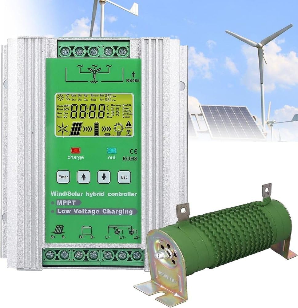 3000W Off-Grid MPPT Solar Wind Turbine Charge Controller with Dump Load & LCD Display for Wind Generators & Solar Panels