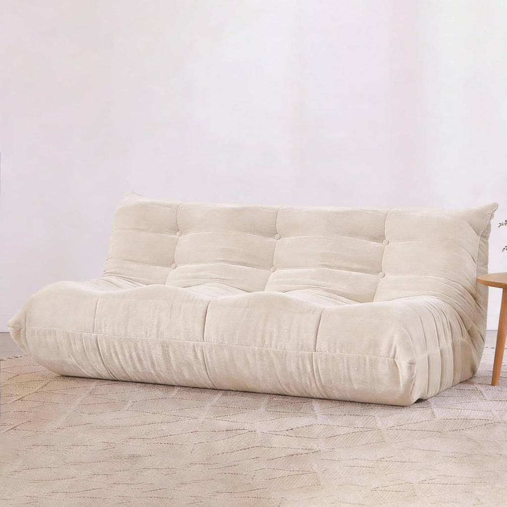 SUYOLS Bean Bag Chair, 3 Seater Fireside Chair Large Bean Bag Sofa for Adults, Memory Foam Chair Gaming Chairs with Comfy Design & Soft Fabric, Lazy Floor Sofa for Living Room, Bedroom, Beige