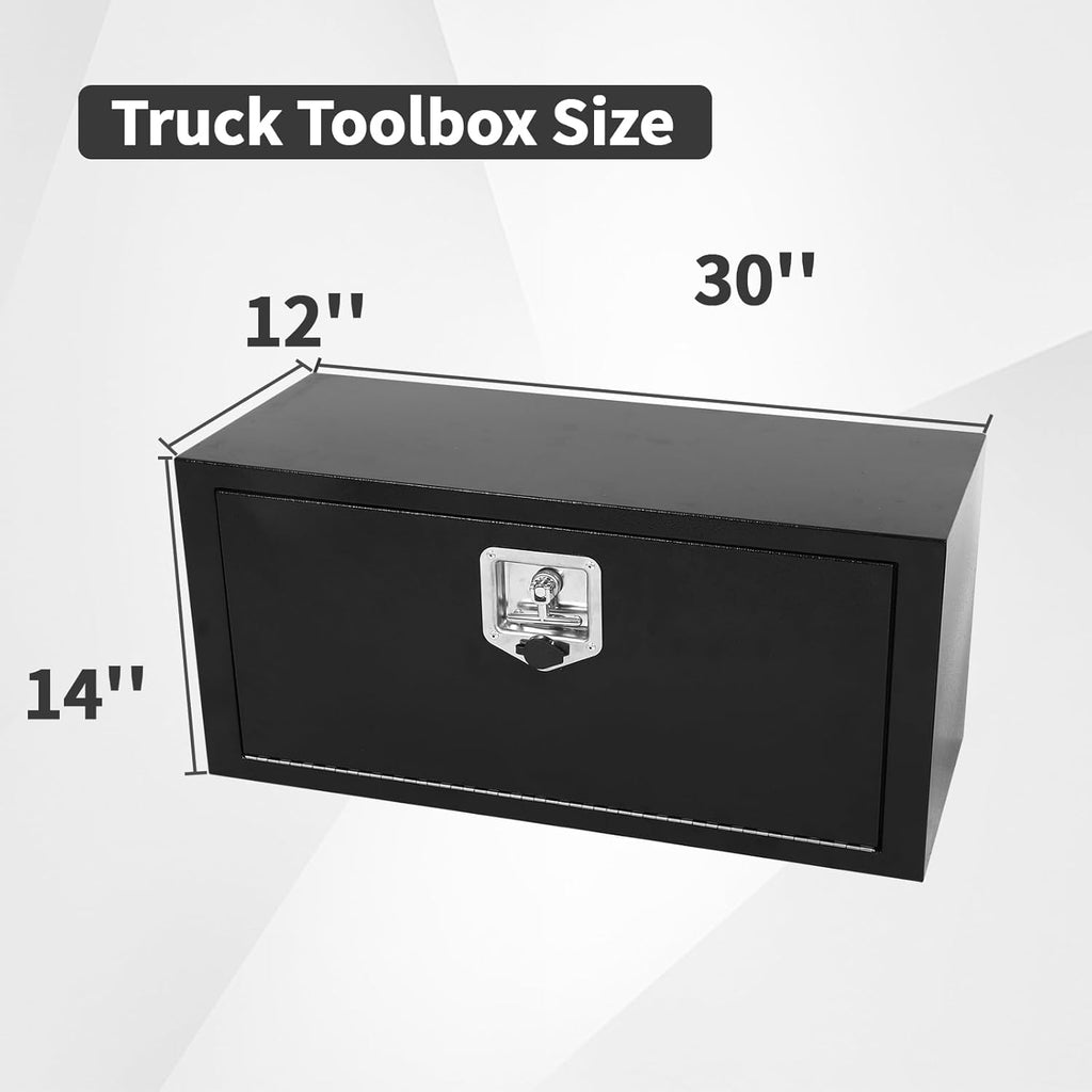 30 Inch Underbody Tool Box,Heavy Duty Underbody Truck Tool Box w/T-Handle Latch and keys for Pickup Truck,Utility Tractor,RV,Waterproof Tool Chest For Storage & Organization-30 × 12 × 14 inch