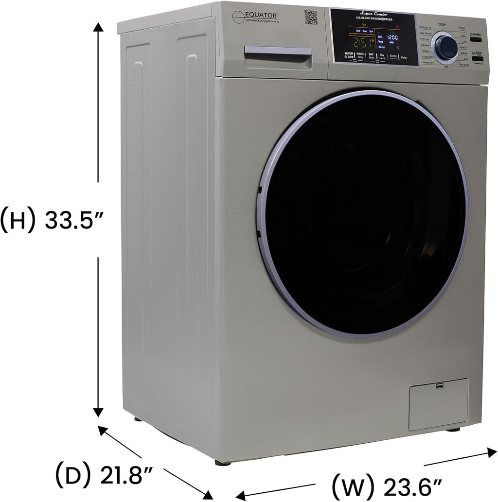 Equator All-in-One Washer Dryer VENTED-DRY 30% FASTER than Condense 15lb 110V in Silver