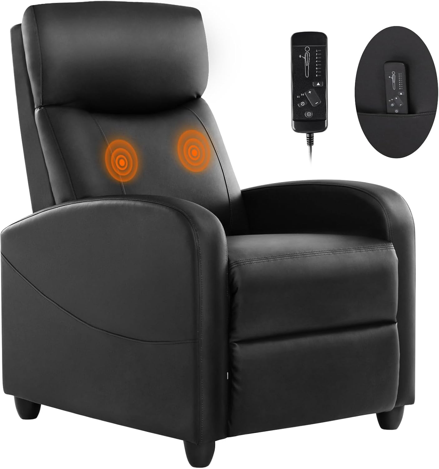 Sweetcrispy Massage Recliner Chair for Adults, Adjustable Home Theater Seating with Lumbar Support for Living Room, Modern Fabric Reclining, Grey