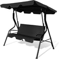 DREAMADE Porch Swing Outdoor, 3 Person Patio Swing w/Removable Cushion, Stand & Adjustable Canopy, Heavy Duty Swing Chair for Patio, Garden, Courtyard, Poolside