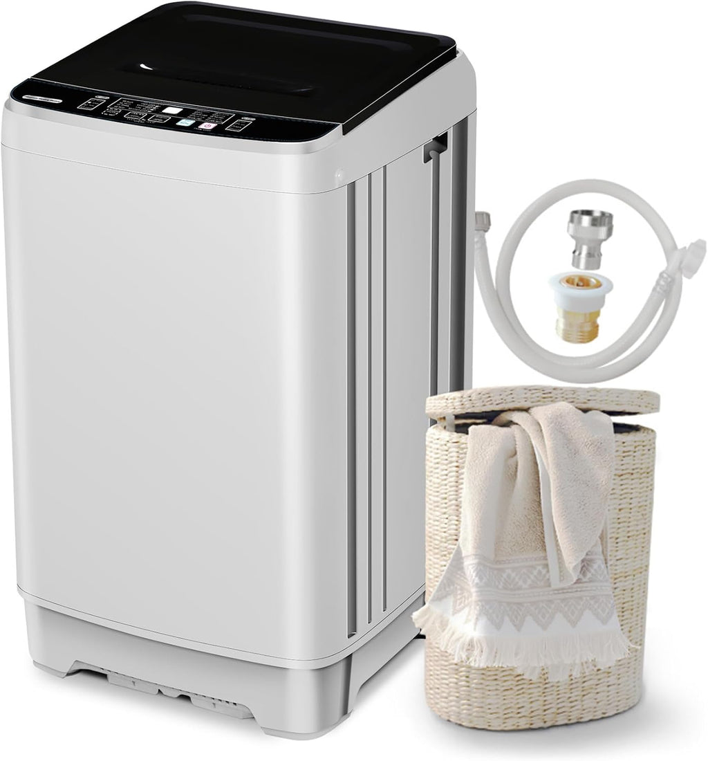 Portable Washing Machine 17.7lbs Full Automatic Portable Washer Machine for Apartment, 10 Wash Program Tub Self-cleaning Small Washing Machines for Dorm, Home, RV, Apartment, Off-White