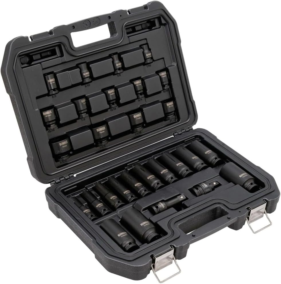 DEWALT Impact Socket Set, SAE, Combination Set, 1/2-Inch Drive, 28-Piece (DWMT19244)