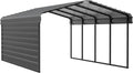 Arrow Carports Galvanized Steel Carport, with 1-Sided Enclosure, Compact Car Metal Carport Kit, 12' x 20' x 7', Charcoal