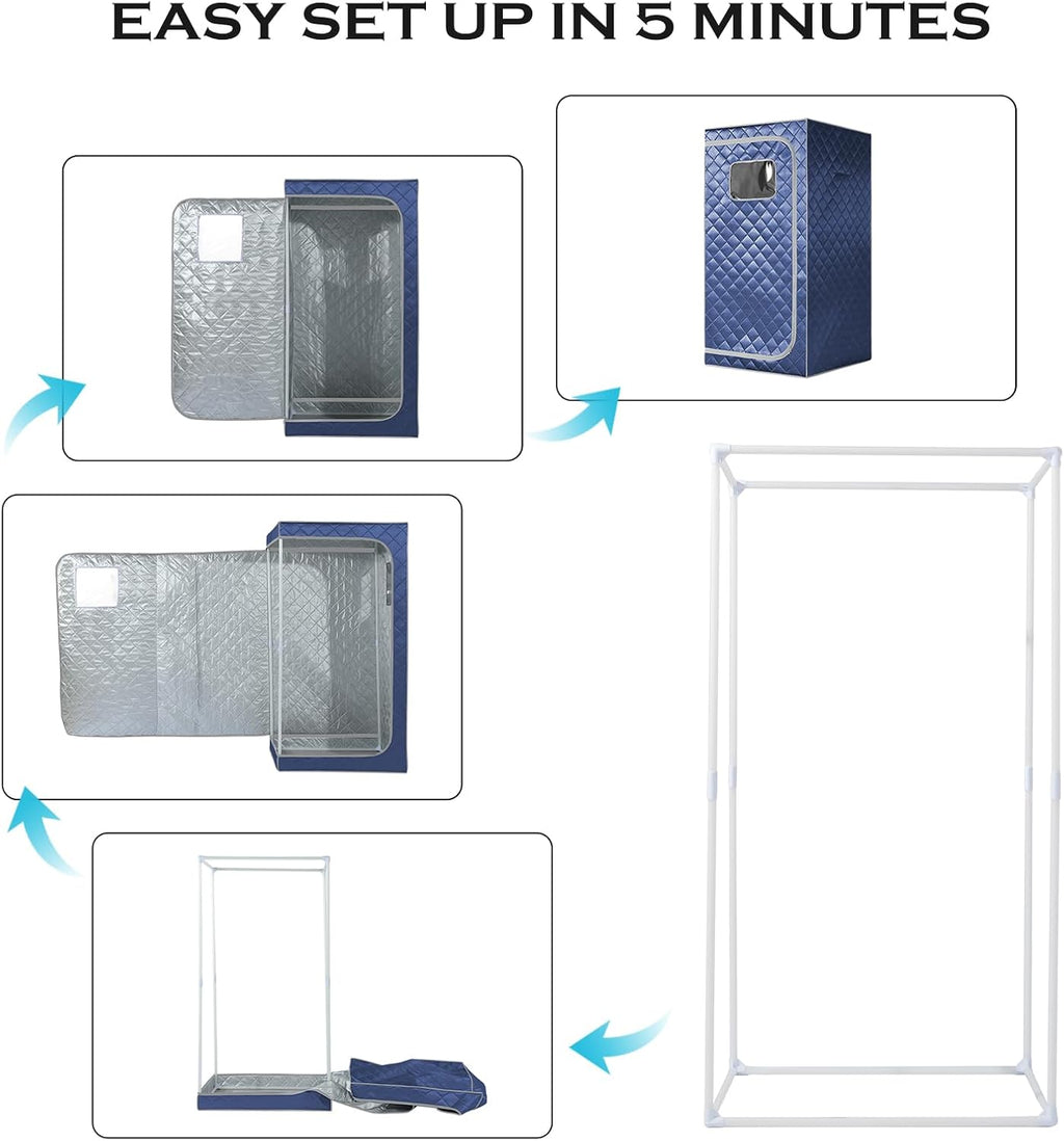 Portable Steam Sauna, Full Size Personal Home Sauna, with 1500W Steam Generator and Timing Control Remote, Foldable Chair, Steam Saunas for Home Spa