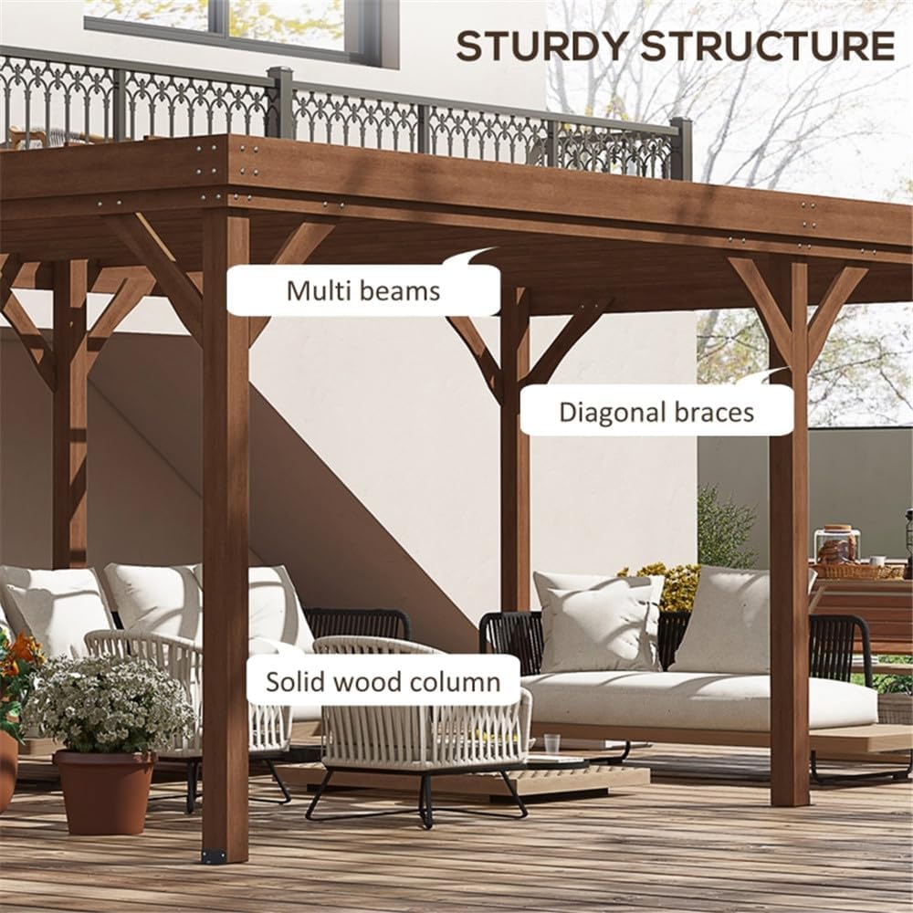 Outdoor Fir Wood Gazebo 20x12x7.2ft- Heavy-Duty Backyard Pavilion with Anti-Corrosion Hardware, Pre-Assembled Panels - Weather-Resistant Garden Patio Shelter, Natural Wood Finish