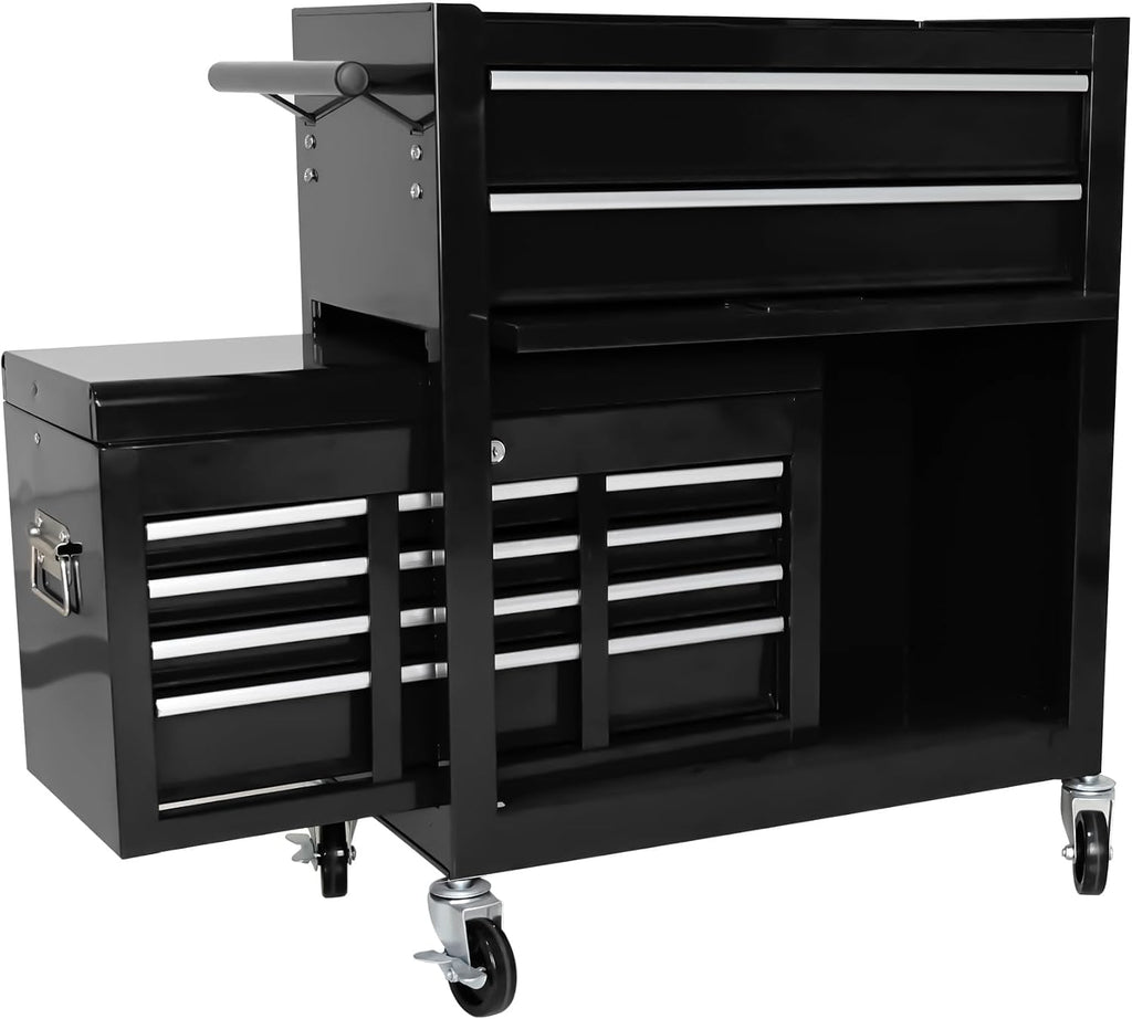 Rolling Tool Chest with Wheels, 8-Drawer Steel Tool Storage Cabinet with Lockable Top, Heavy-Duty Mobile Tool Box Organizer for Garage, Workshop & Job Site