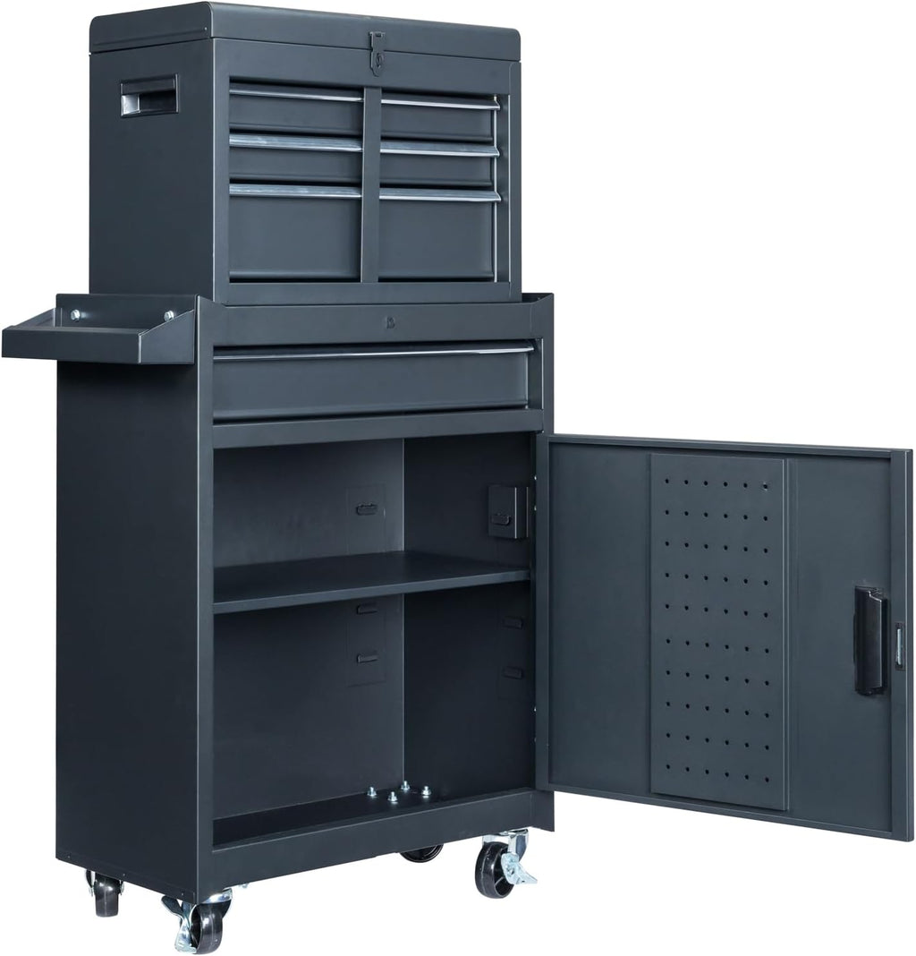Rolling Tool Chest, Tool Box Organizer with Storage Cabinet, Portable Tool Cabinet, Rolling Tool Cart Utility Cart on Wheels, Industrial Mechanic Service Cart with Drawers for Garage, Repair Shop