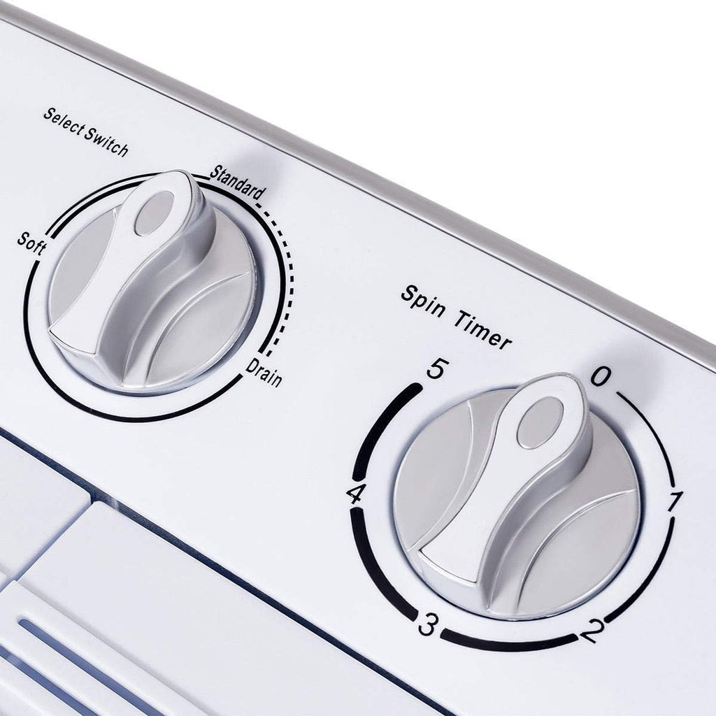 Waterjoy Portable Washing Machine, 13lbs Capacity Twin Tub Mini Washer and Dryer Combo for Apartments, Dorms, RVs, Grey and White