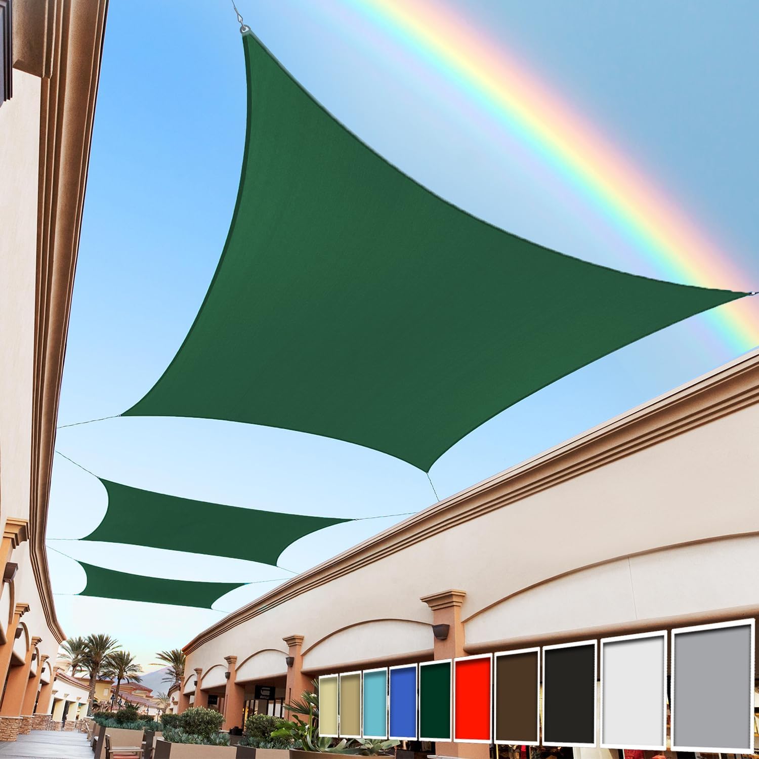 Royal Shade 12' x 14' Green Rectangle Square Sun Shade Sail Order to Make RTAPR1016 Canopy, UPF50+ 95% UV Blockage, 200GSM Commercial Standard Heavy Duty, 3 Years Warranty (We Make Custom Size)