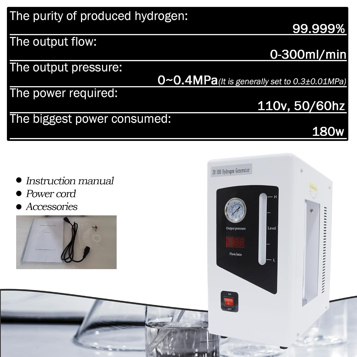 99.999% Laboratory Electrolysis Hydrogen Generator Maker Use with Gas Chromatograph