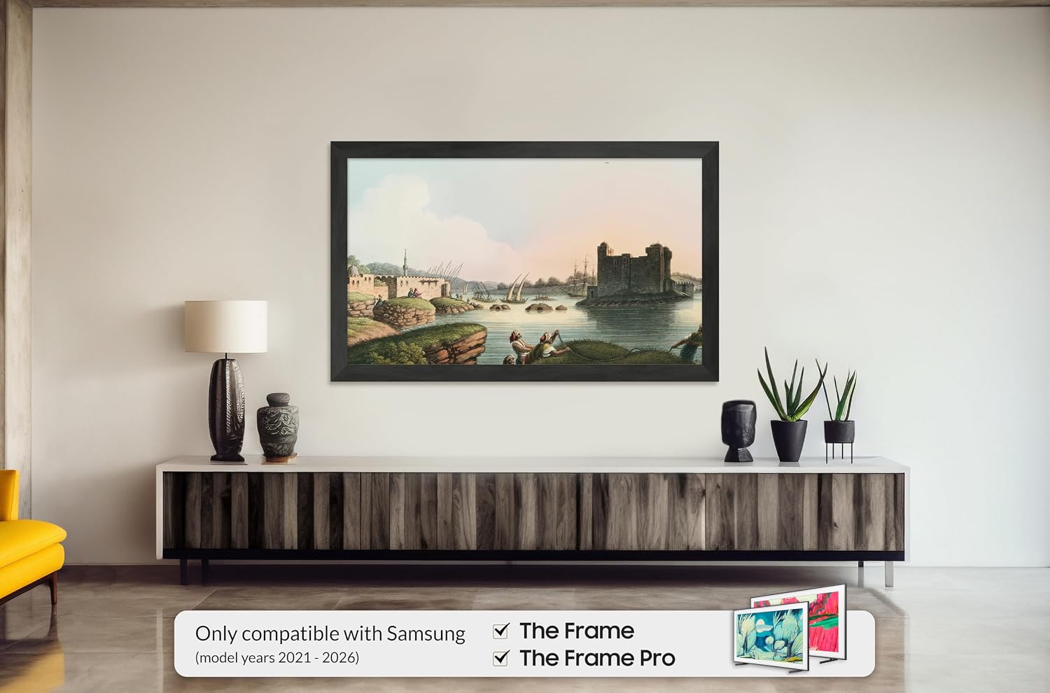 Museum Espresso 55' Slim Deco TV Frame - Compatible ONLY with Samsung The Frame TVs (Fits 2021-2026, LS03A, LS03B, LS03C, LS03D, LS03FA)