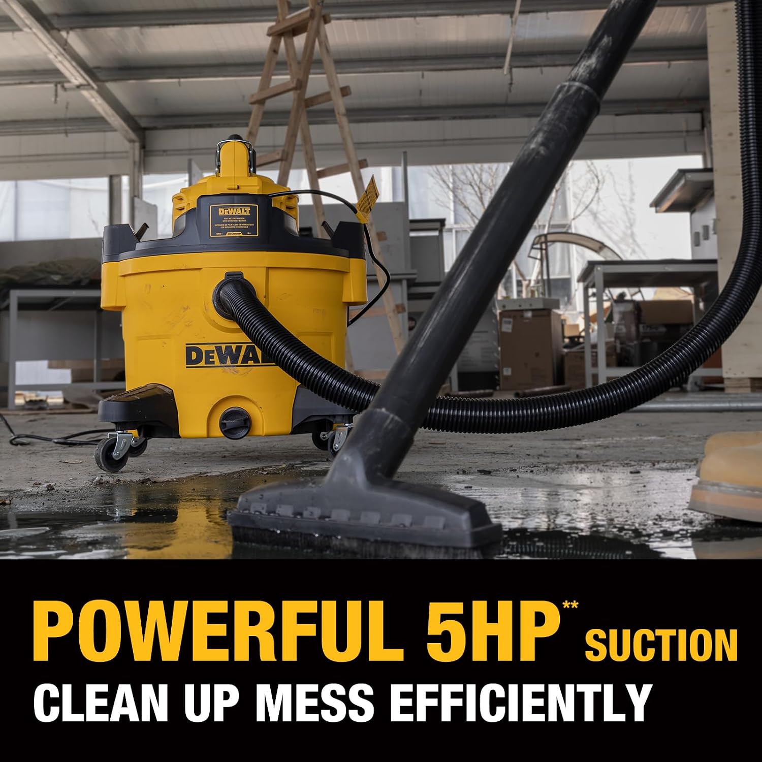 DEWALT Shop Vacuum Wet and Dry, 9 Gal 5 HP Shop Vac with Detachable Blower, Complete Full Set of Accessories & Storage Bag Design, Wet Dry Vacuum Cleaner for Garage Workshop Lawn Yard Patio, DXV209PC