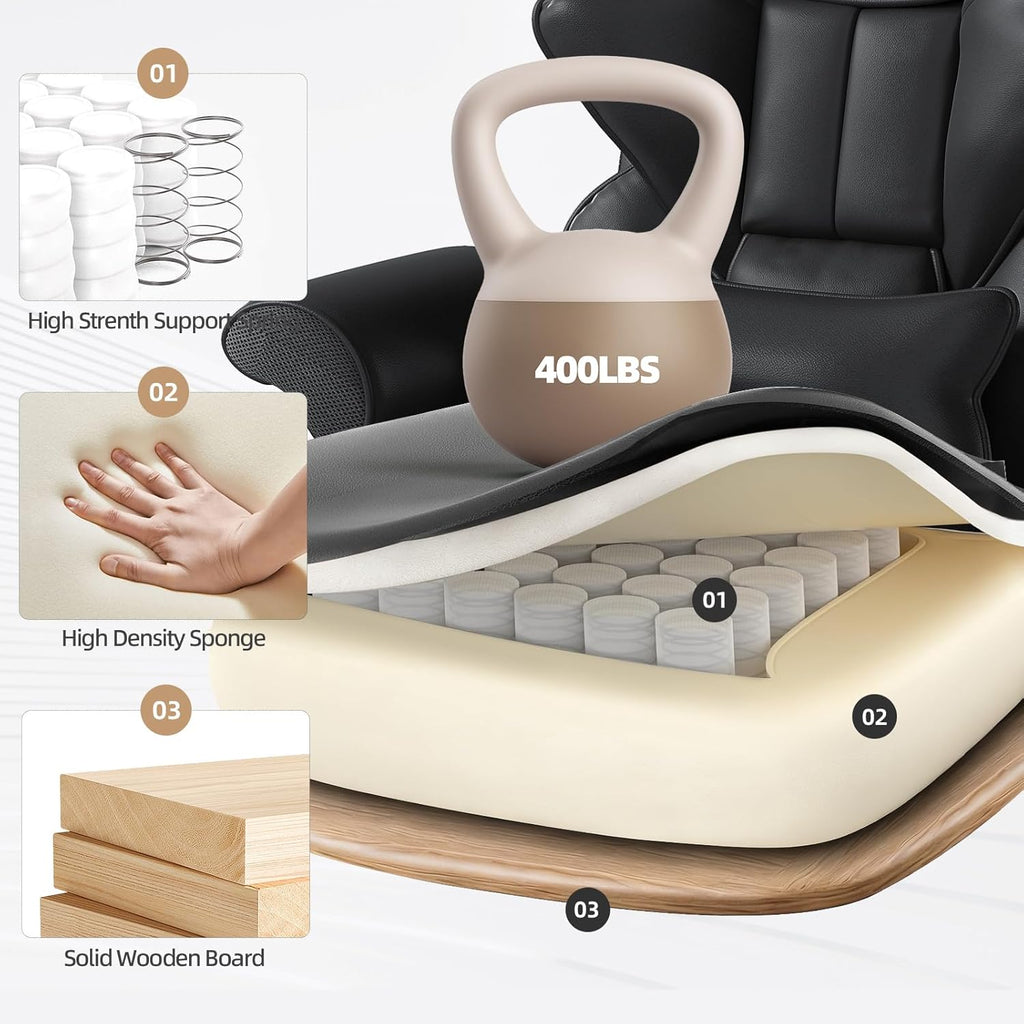 7-Point Massage Office Chair,Heated Manageral Chair,Ergonomic Executive Chair with Footrest,Adjustable Armrest，Computer Chair for Offices, Study Areas, Gaming Spaces,Black