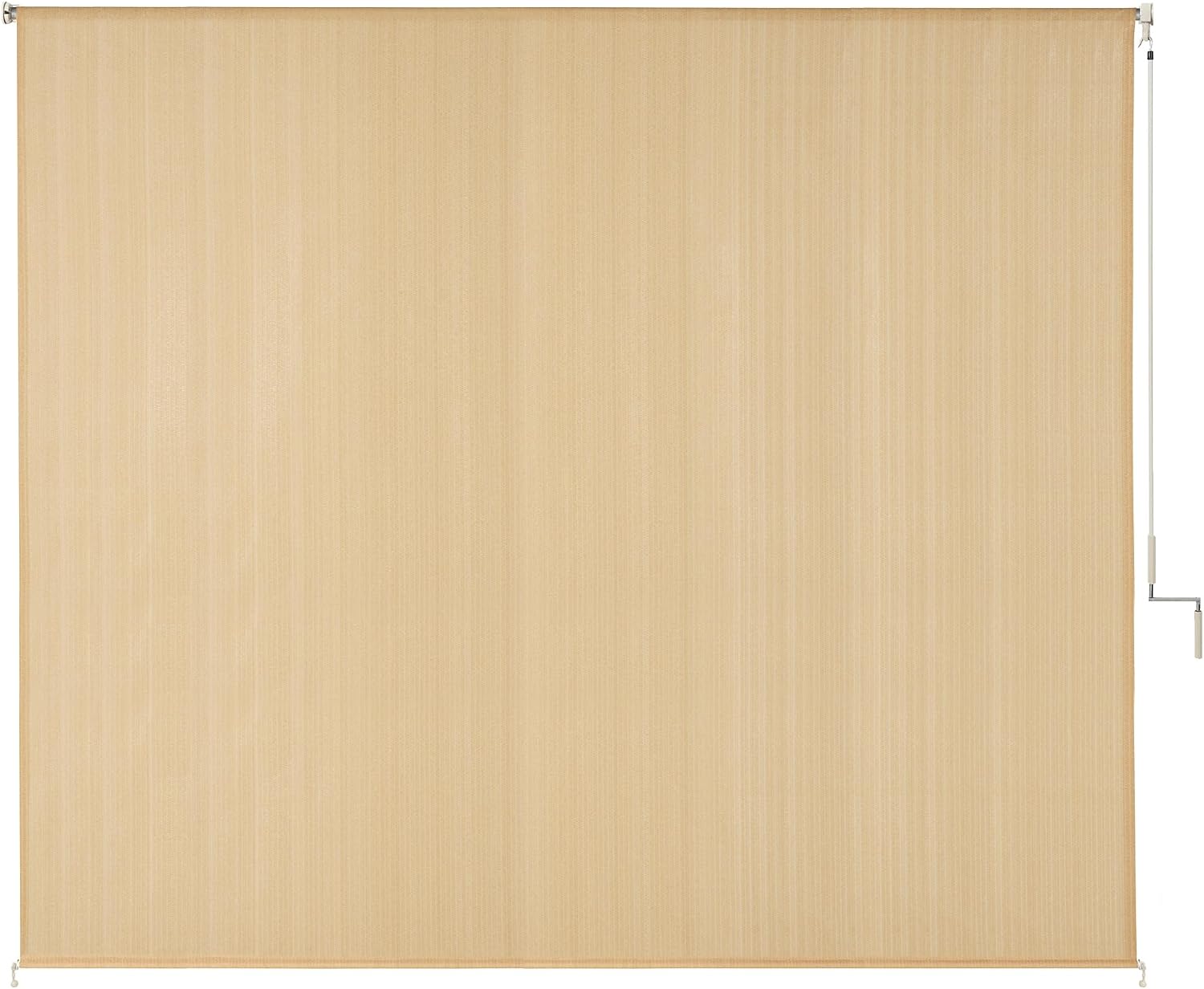DIFY 9 * 8FT Outdoor Roller Shade, Cordless Patio Roller Up Blinds for Yard Deck Porch, Wand Crank Operation, Wheat