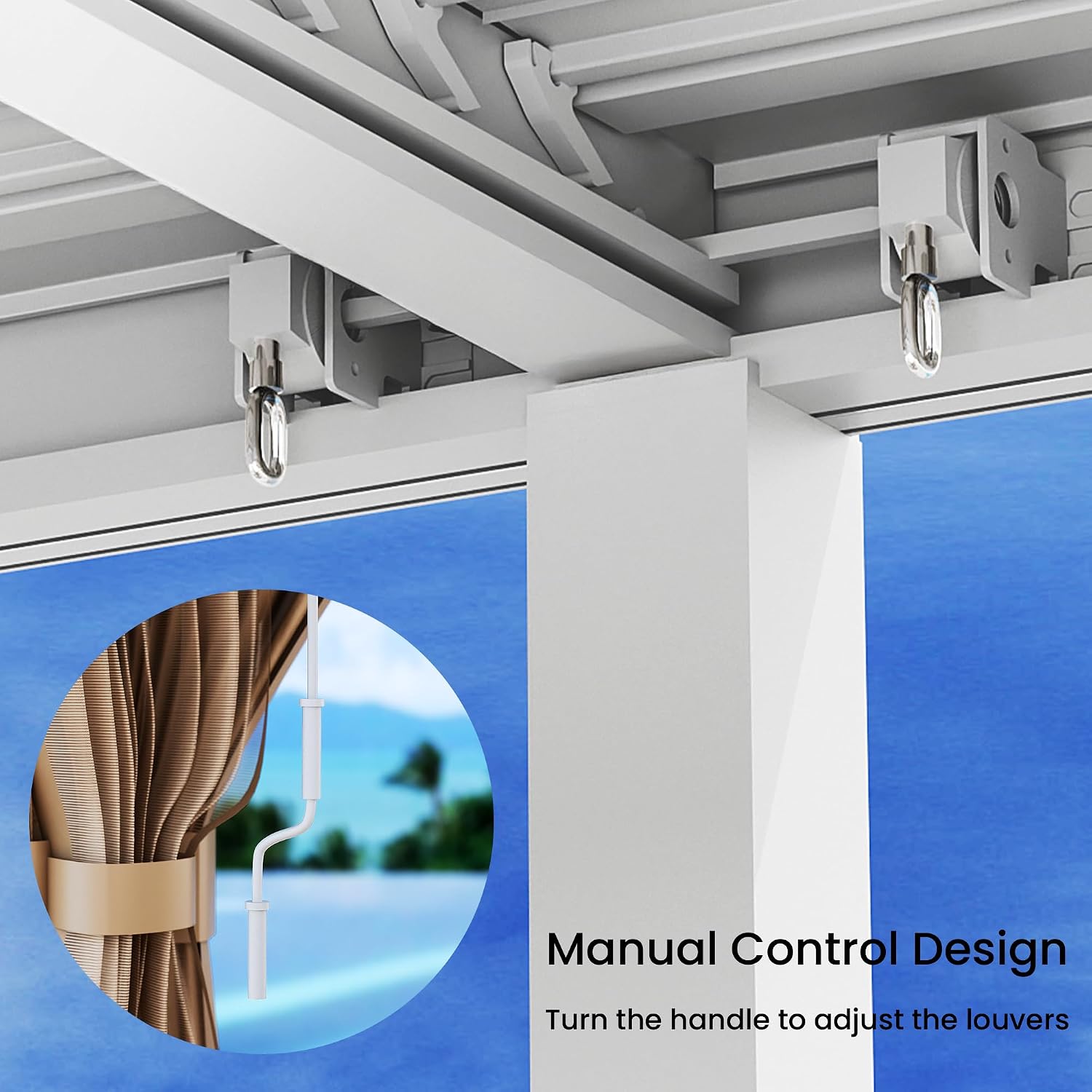 SUNBURY 10X 20FT Louvered Pergola, Outdoor Pergola, Aluminum with 4 Adjustable Roof, Netting & Privacy Curtains, Metal Roof Pergolas, Shade Cover for Patio, Backyard, Lawn, Garden, Deck (White)