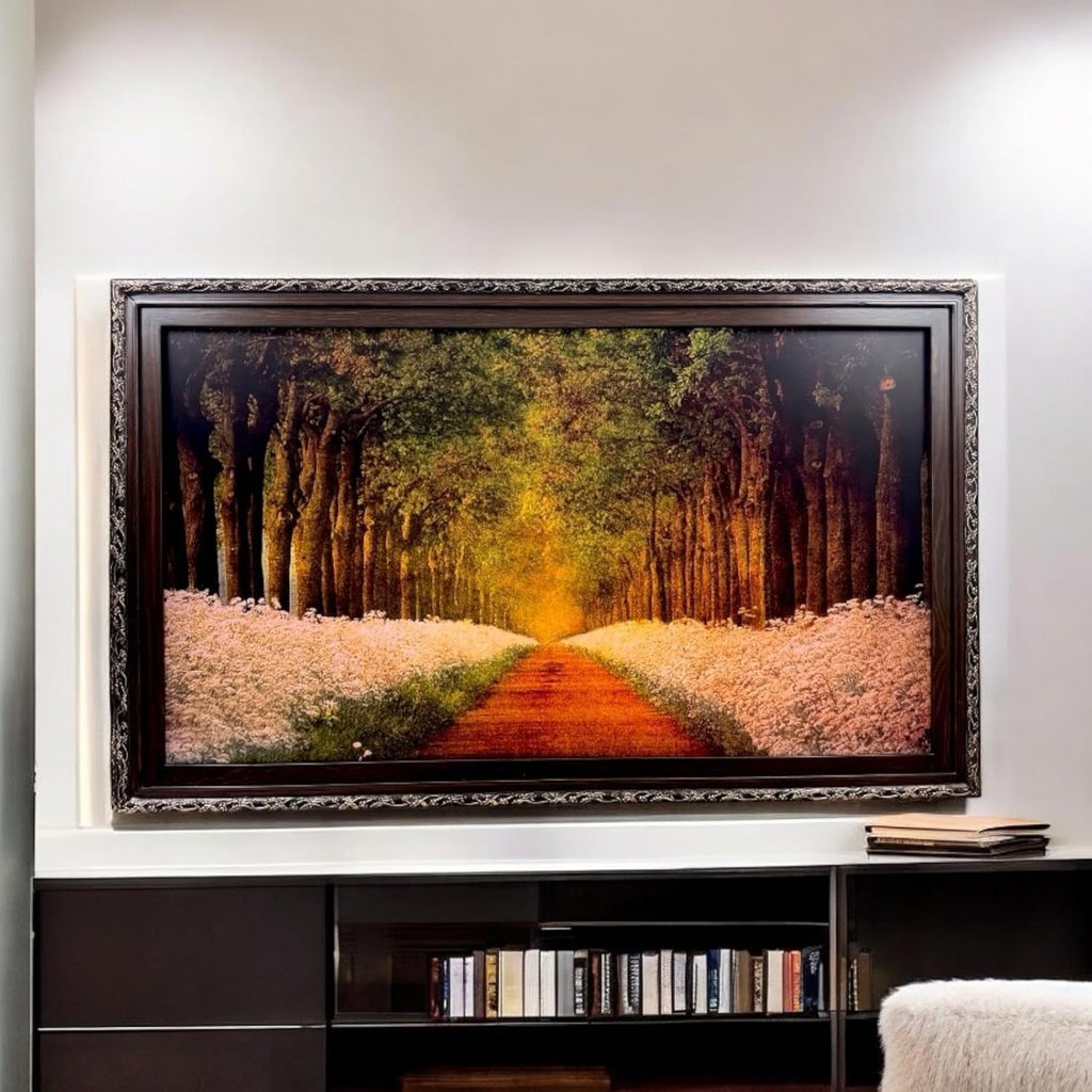 32, 43, 50 and 55 inch handmade ornate wood TV Frame for Samsung The Frame TV and Pro Tv. Dark Walnut with Gold trim. (2021-2025 models) (55 INCH)