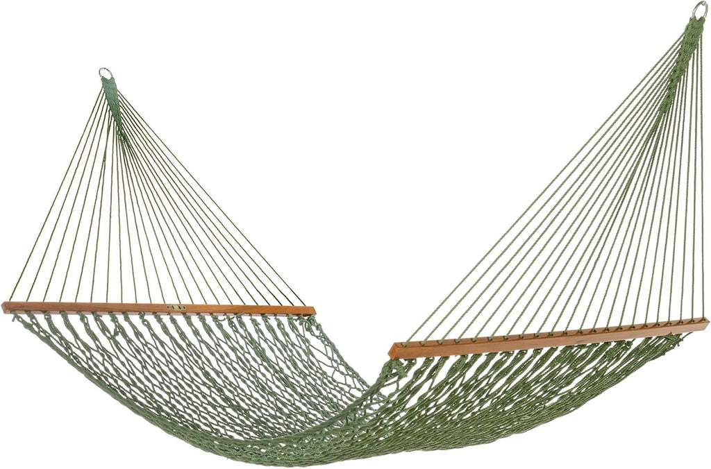 Original Pawleys Island Large Meadow DuraCord Rope Hammock – 13 ft. x 55 in., 2-Person, 450 lb Capacity, Oak Spreader Bar, Zinc-Plated Hardware, Handcrafted in the USA