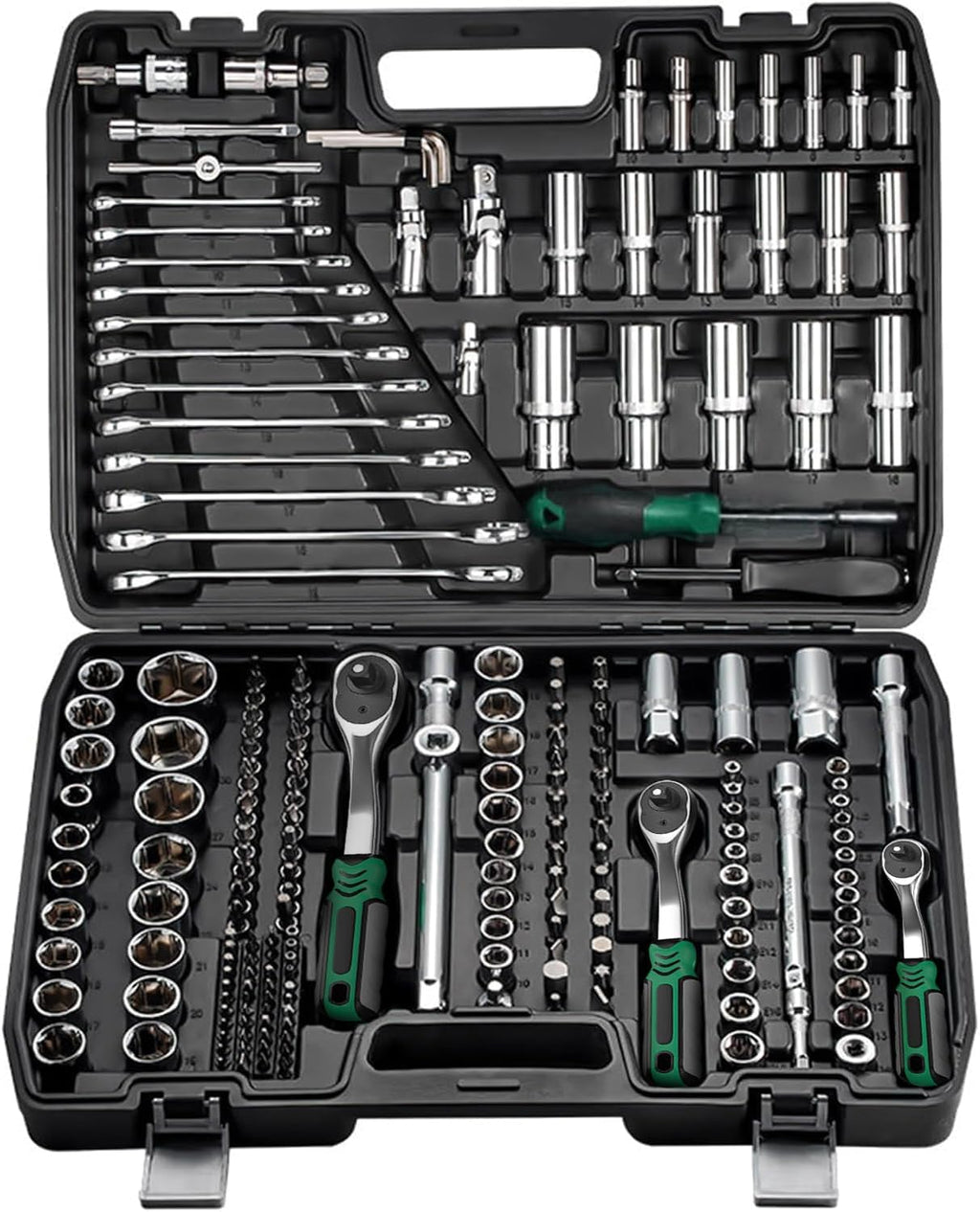 Mechanic Tools For Car - 216pcs Ratchet Socket Wrench Sets, Wrench And Socket Set, 72-Tooth Reversible Ratchet Wrench with Universal Joint And Extension Bars, Mechanics wrench Tool Set for Automotive