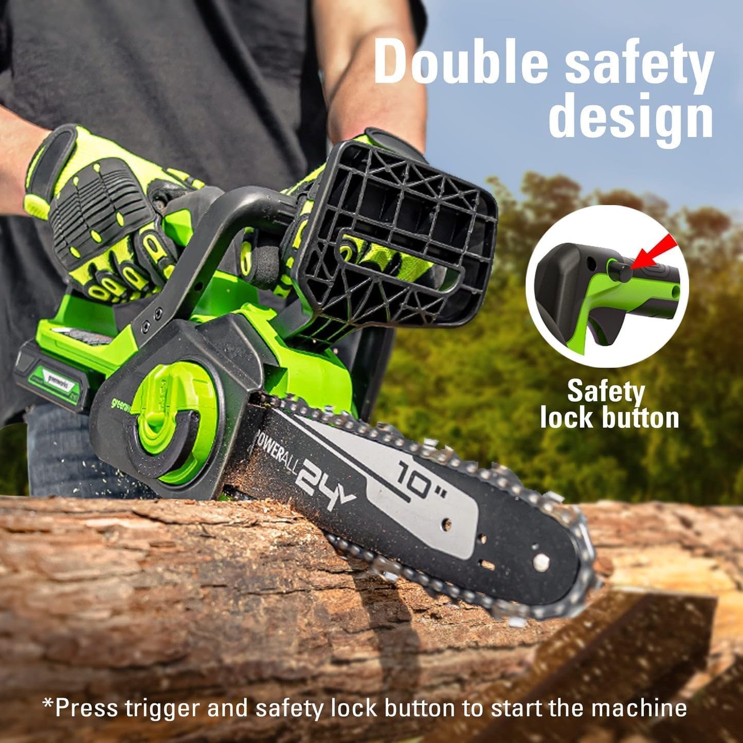 Greenworks 24V Chainsaw,24V Polesaw,Combo Kit(1)2AH Battery, (1) 2A Chargers